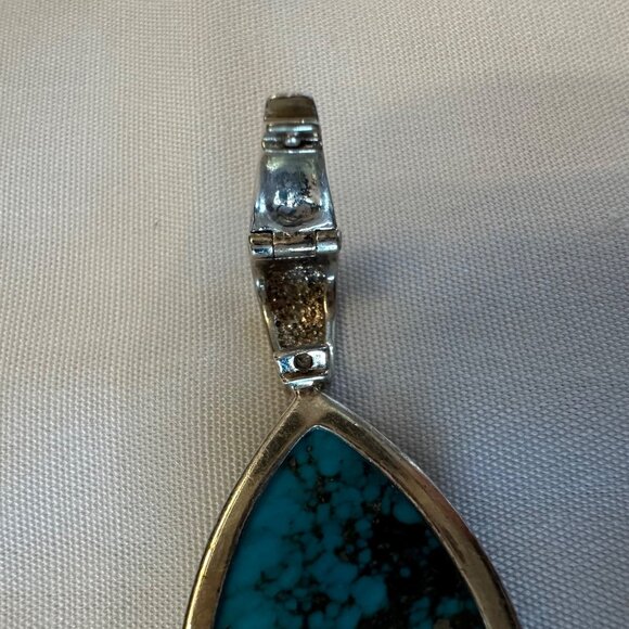 Whitney Kelly WK 925 Signed Sterling Silver Turquoise Pendant Teardrop Southwest - Picture 8 of 12